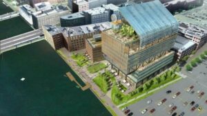 The parcel along the Fort Point Channel brings the size of GE’s Boston campus to 2.7 acres, which means at least half of it qualifies as the open space needed to obtain a state waterfront permit.